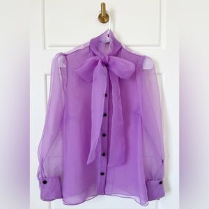 Zara Organza Blouse with Tie | Lilac Purple